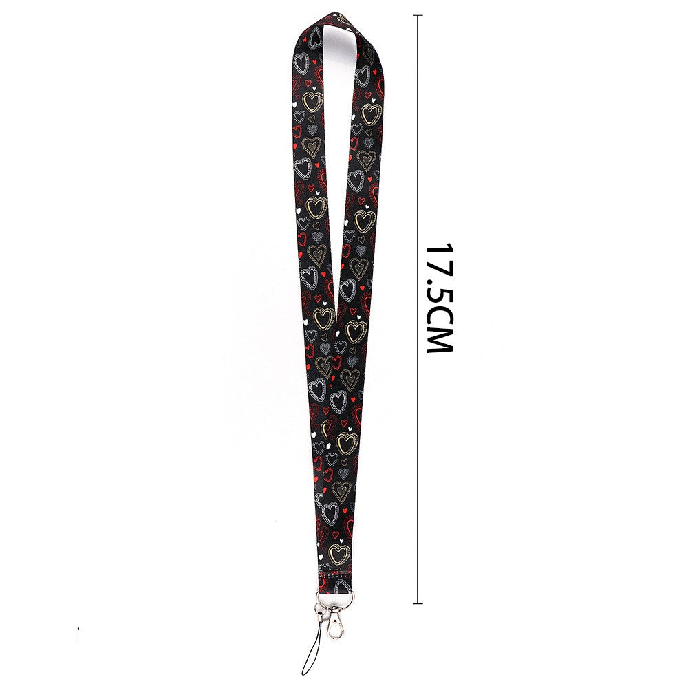 Universal Phone Lanyard Neck Strap ID Badge Card Holder Keychain Heart Pattern Strap Rope - AL426-3