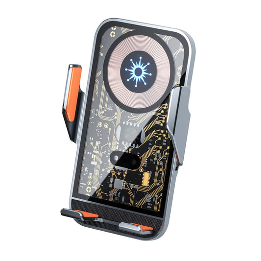 Magnetic Car Charger Infrared Fast Charging 15W - Silver/Transparent