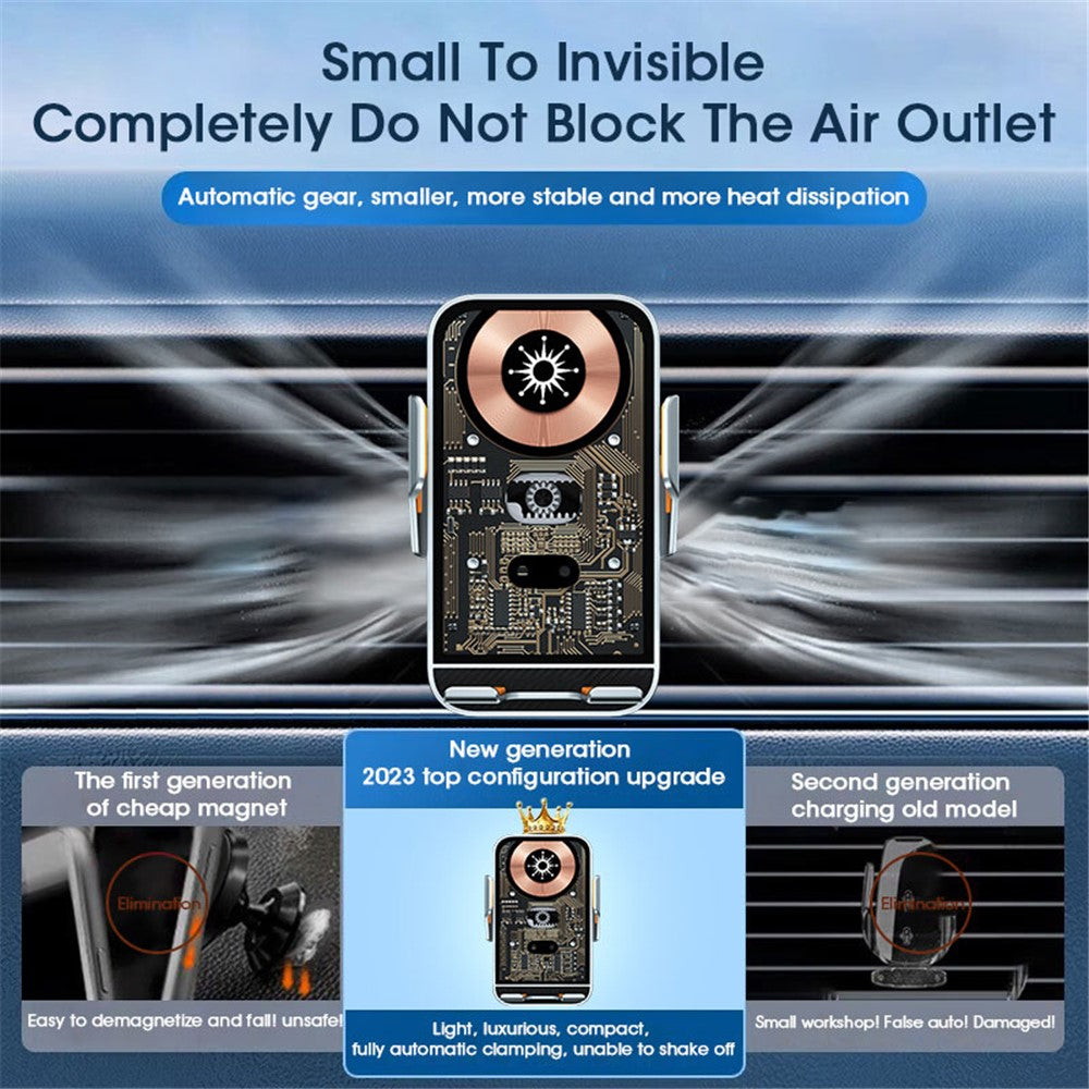 Magnetic Car Charger Infrared Fast Charging 15W - Silver/Transparent - produktbillede 2