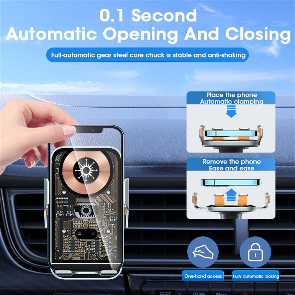 Magnetic Car Charger Infrared Fast Charging 15W - Silver/Transparent - produktbillede 3