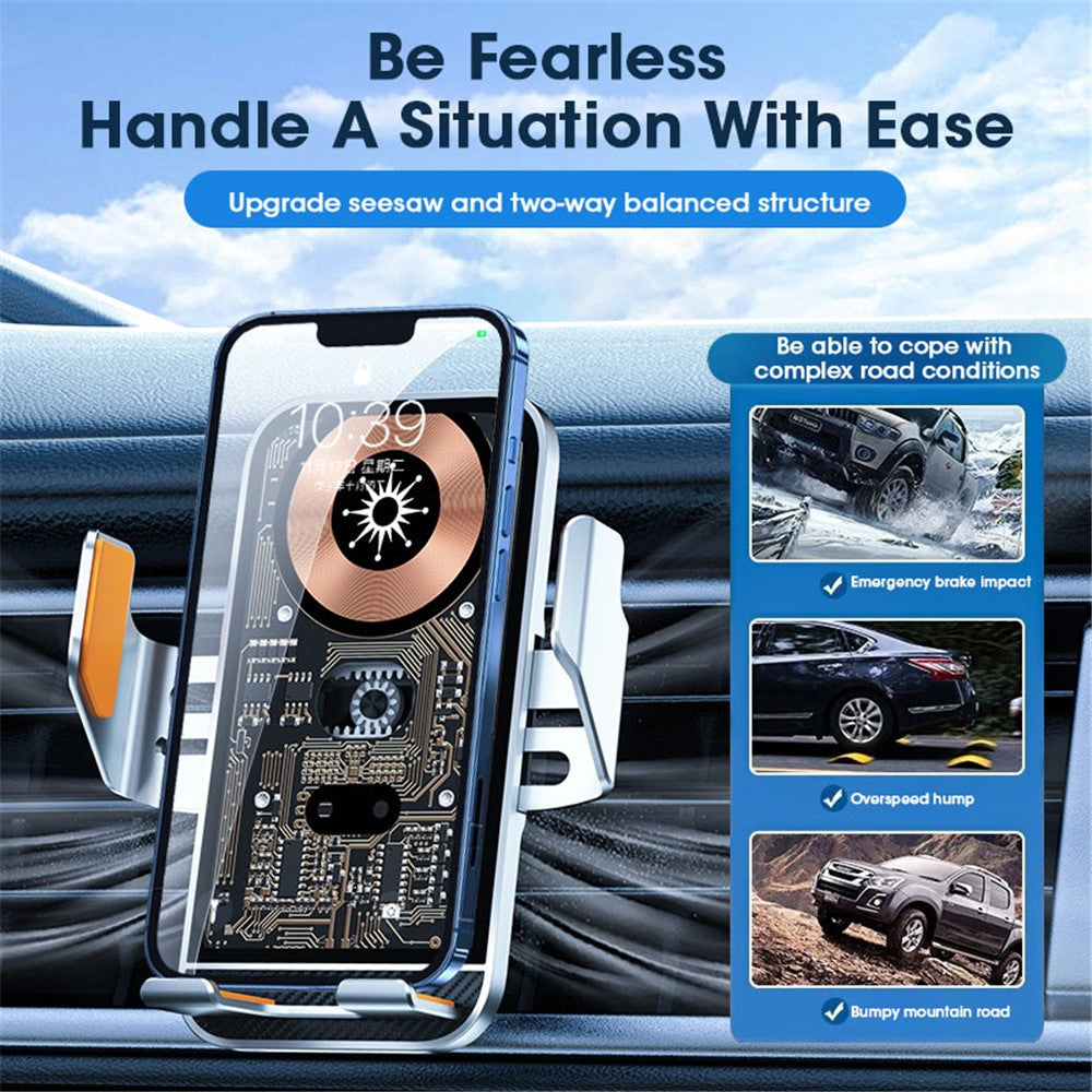 Magnetic Car Charger Infrared Fast Charging 15W - Silver/Transparent - produktbillede 5