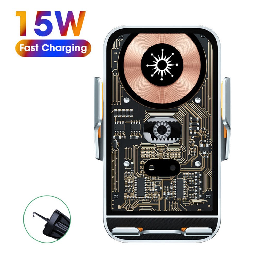 Magnetic Car Charger Infrared Fast Charging 15W - Silver/Transparent - produktbillede 7