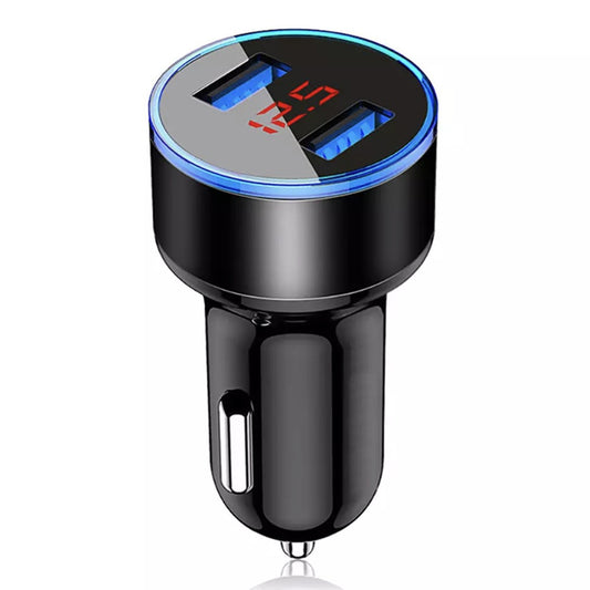 3.1A Fast Charging Dual USB Ports Cigarette Lighter Car Charger for 12V/24V Vehicles - Black - produktbillede 1