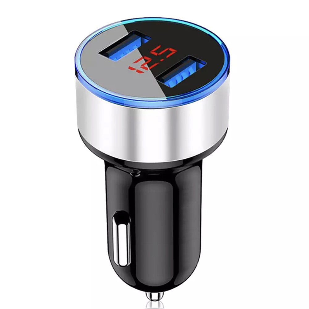 3.1A Fast Charging Dual USB Ports Cigarette Lighter Car Charger for 12V/24V Vehicles - Silver - produktbillede 1