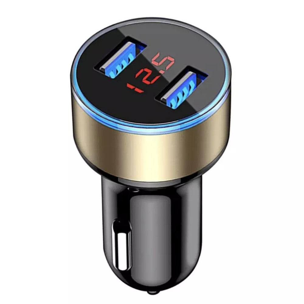 3.1A Fast Charging Dual USB Ports Cigarette Lighter Car Charger for 12V/24V Vehicles - Gold