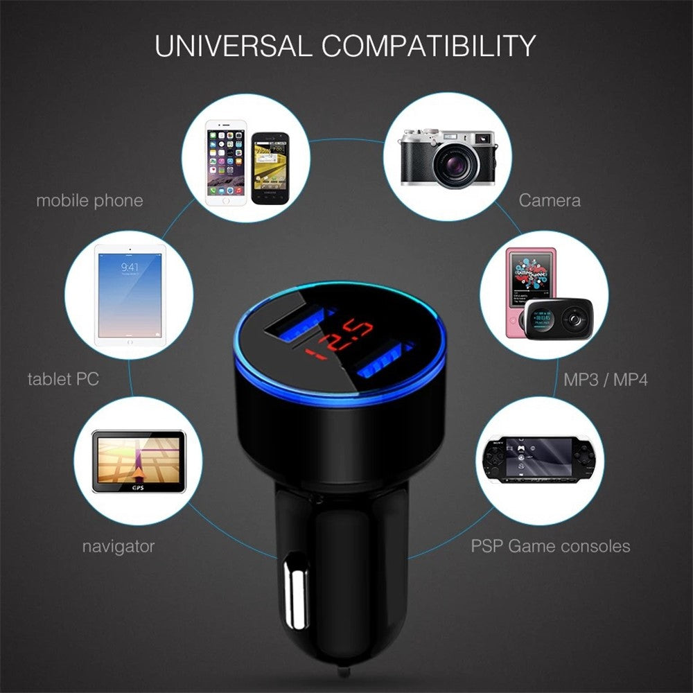 3.1A Fast Charging Dual USB Ports Cigarette Lighter Car Charger for 12V/24V Vehicles - Blue - produktbillede 3
