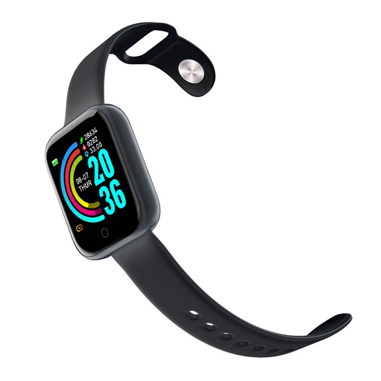 Y68 IP65 Waterproof 1.3-inch Square Screen Fitness Tracker Smart Watch APP FitPro - All Black - produktbillede 2