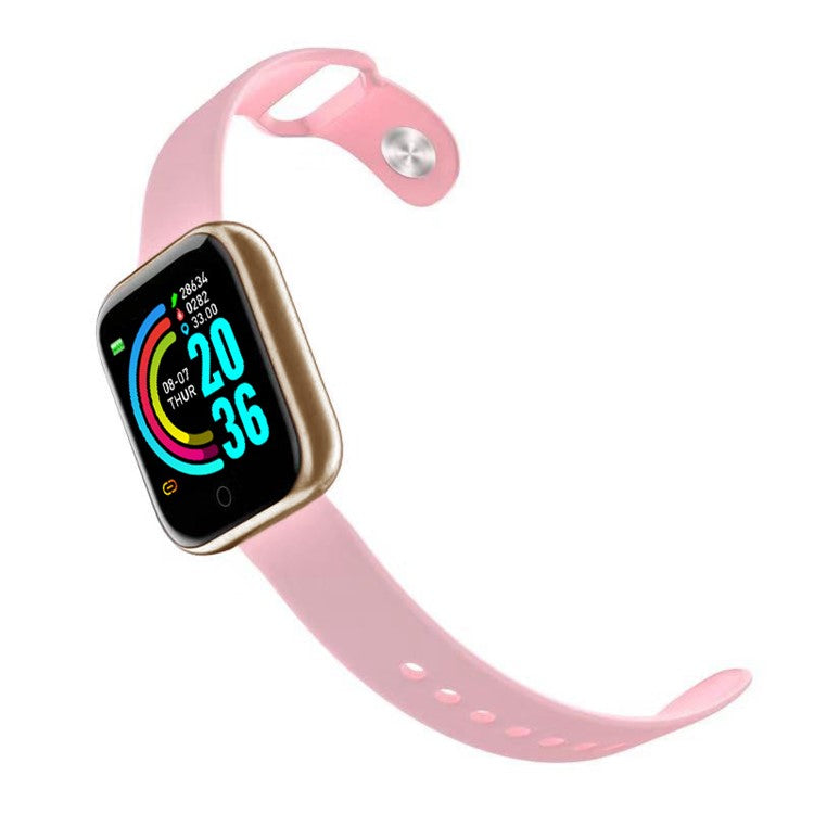 Y68 IP65 Waterproof 1.3-inch Square Screen Fitness Tracker Smart Watch APP FitPro - Pink