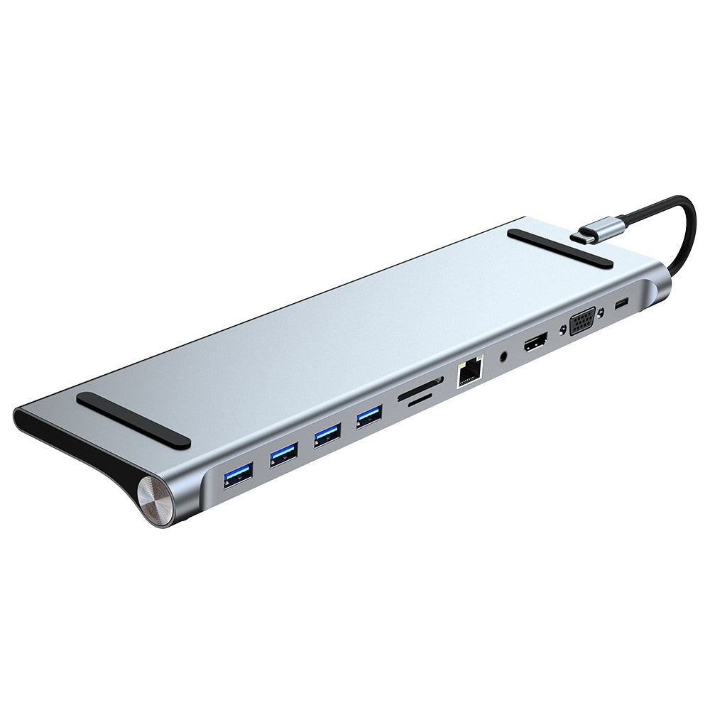 2003 11-in-1 Type-C Docking Station Portable USB Hub Adapter Multi-Port USB-C Converter Support 4K / 30Hz, PD 100W Fast Charging for Laptops - produktbillede 2