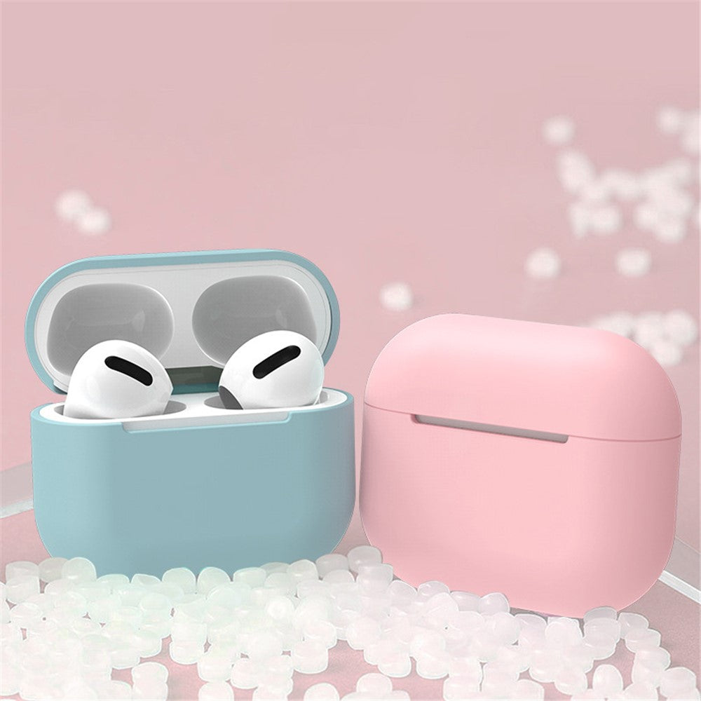 Solid Color Wireless Earphone Charging Case Cover Silicone Protective Sleeve for AirPods 3 - White
