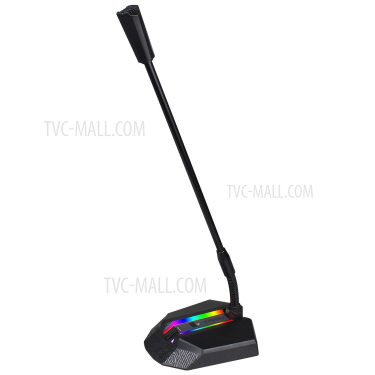 HXSJ TSP202 RGB Glowing Flexible Gooseneck Microphone USB Mic for Voice Chat Video Conference - produktbillede 1