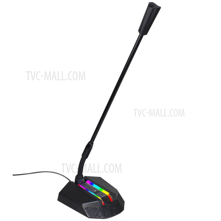 HXSJ TSP202 RGB Glowing Flexible Gooseneck Microphone USB Mic for Voice Chat Video Conference - produktbillede 2