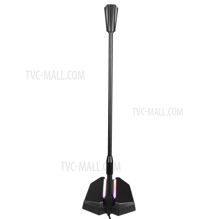 HXSJ TSP202 RGB Glowing Flexible Gooseneck Microphone USB Mic for Voice Chat Video Conference - produktbillede 3