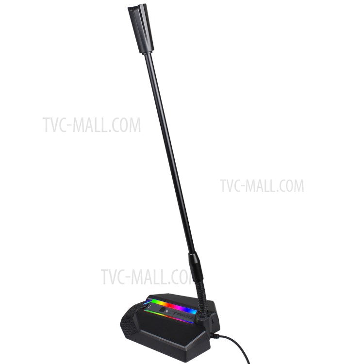 HXSJ TSP202 RGB Glowing Flexible Gooseneck Microphone USB Mic for Voice Chat Video Conference - produktbillede 4