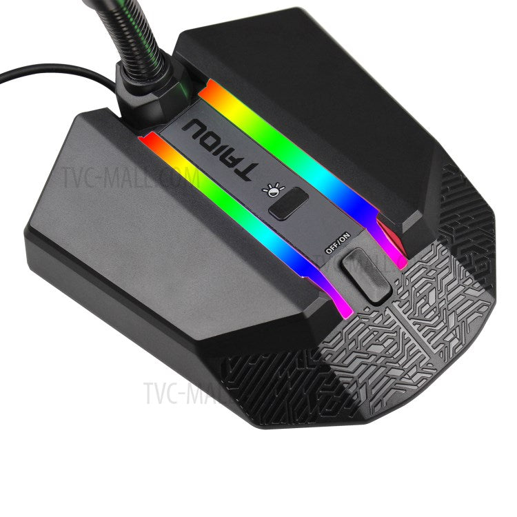 HXSJ TSP202 RGB Glowing Flexible Gooseneck Microphone USB Mic for Voice Chat Video Conference - produktbillede 5