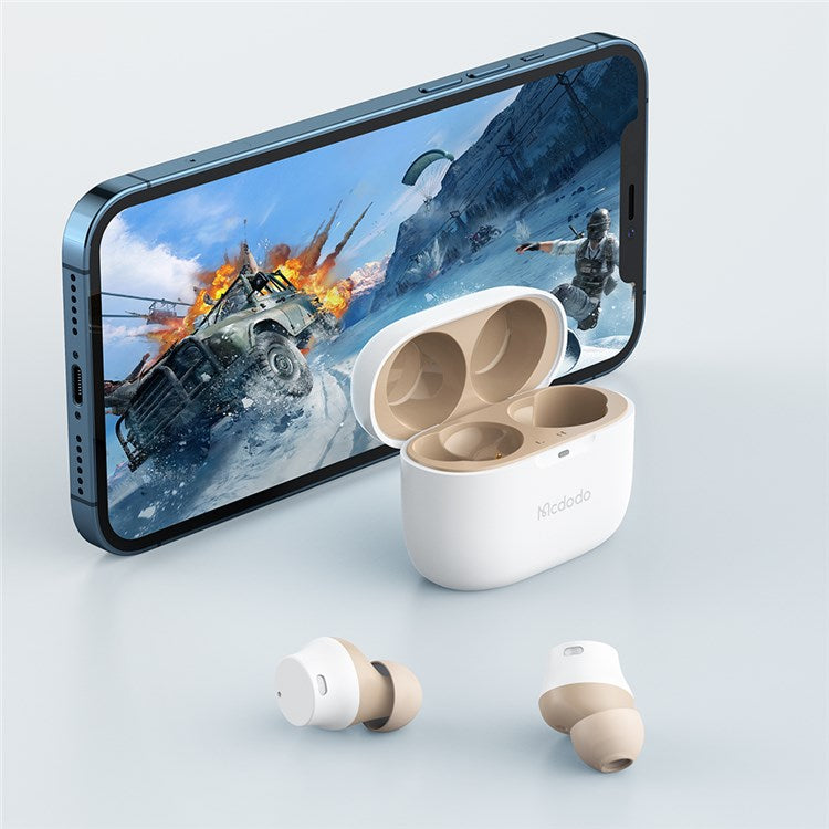 MCDODO HP-802-S1 TWS Wireless Bluetooth Sports Earphone Earbuds Waterproof Noise Cancelling Music Calling Headset - White - produktbillede 6