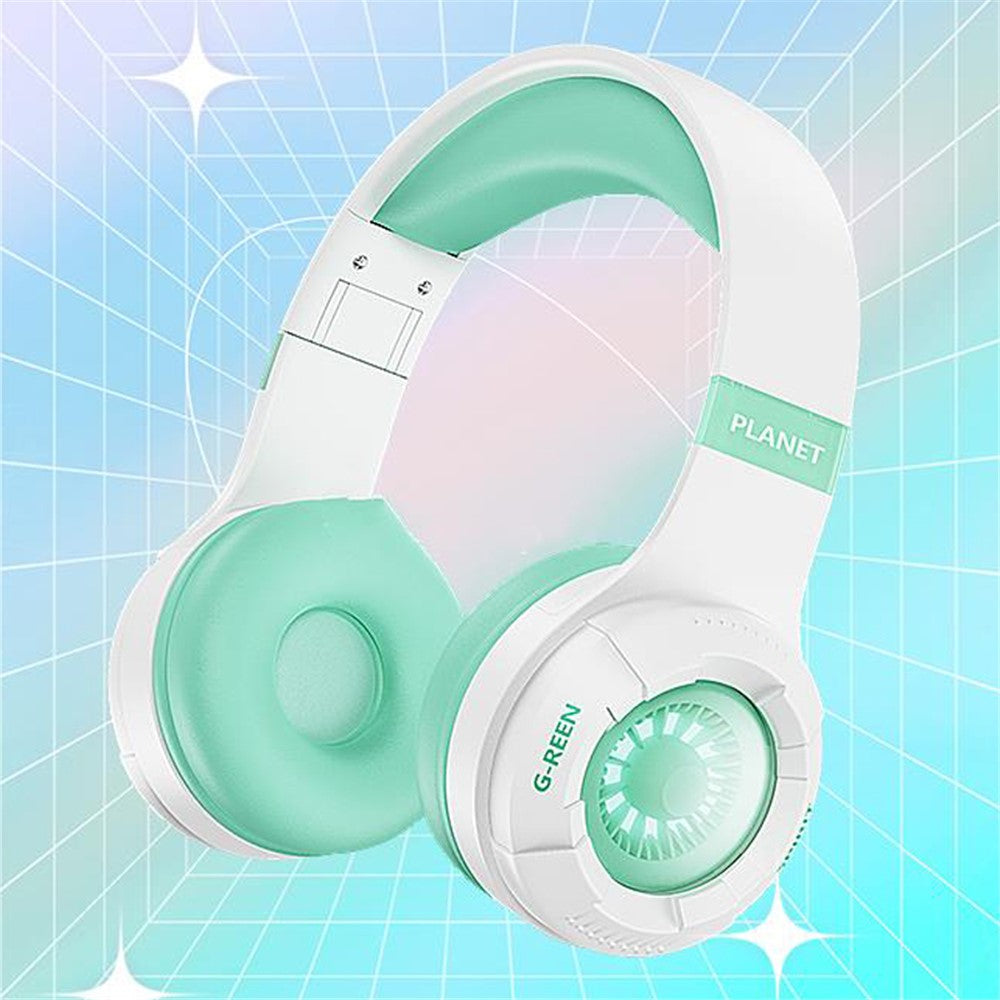 KE25 Wireless Children Headphone Bluetooth with RGB - Green - produktbillede 2