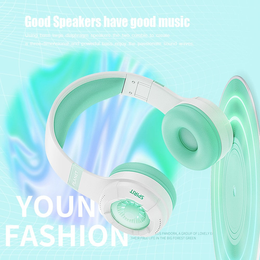 KE25 Wireless Children Headphone Bluetooth with RGB - Green - produktbillede 3