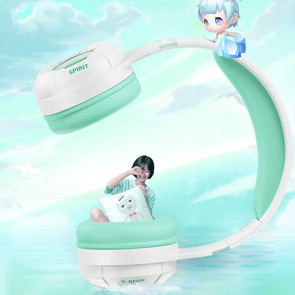 KE25 Wireless Children Headphone Bluetooth with RGB - Green - produktbillede 4