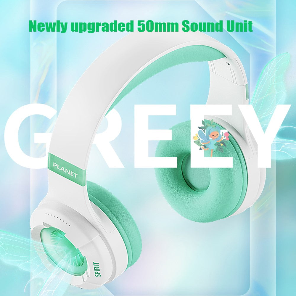 KE25 Wireless Children Headphone Bluetooth with RGB - Green - produktbillede 5