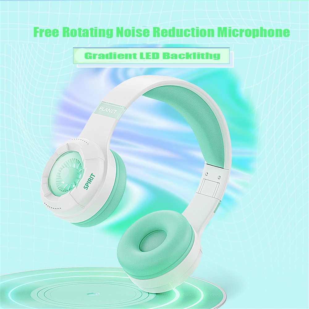 KE25 Wireless Children Headphone Bluetooth with RGB - Green - produktbillede 6