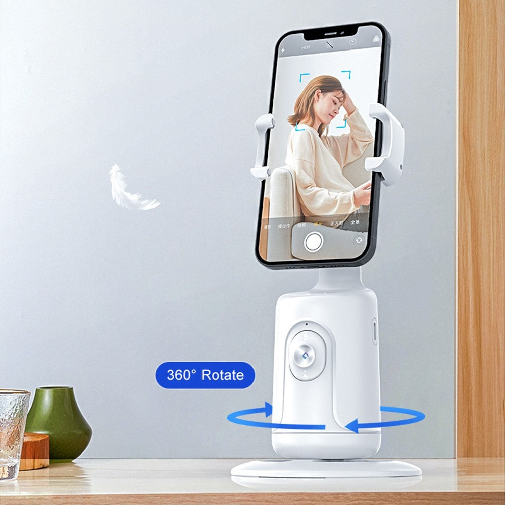 P01 Auto Face Tracking Tripod 360-Degree Rotation Phone Camera Mount Smart Shooting Phone Motion Tracking Holder for Live Vlog Streaming Video - White - produktbillede 11