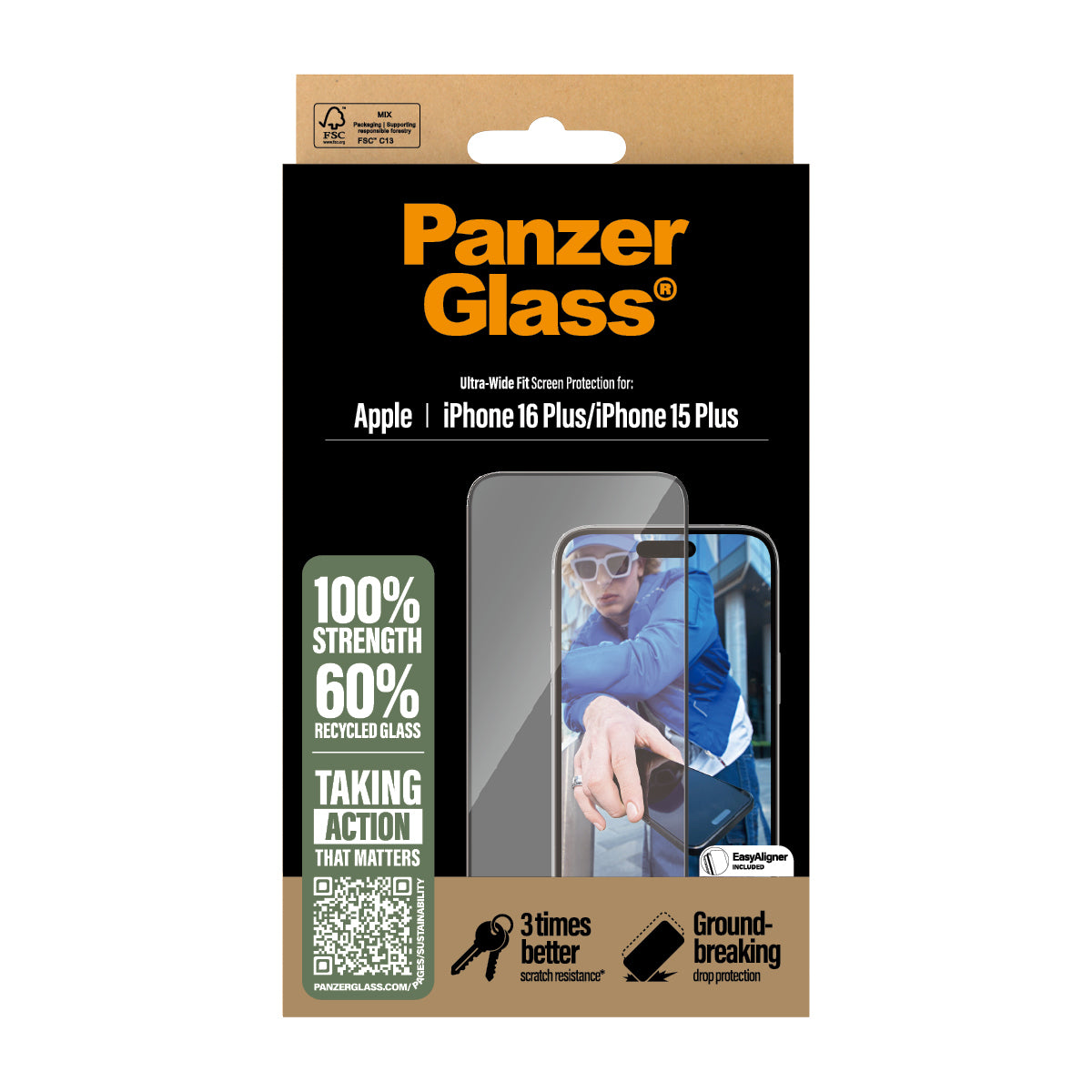 PanzerGlass iPhone 15 Plus 16plus UWF wA - billede 3