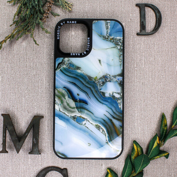 iPhone 12 Mini Cover Marmor Logo Om Kamerahul – Grå