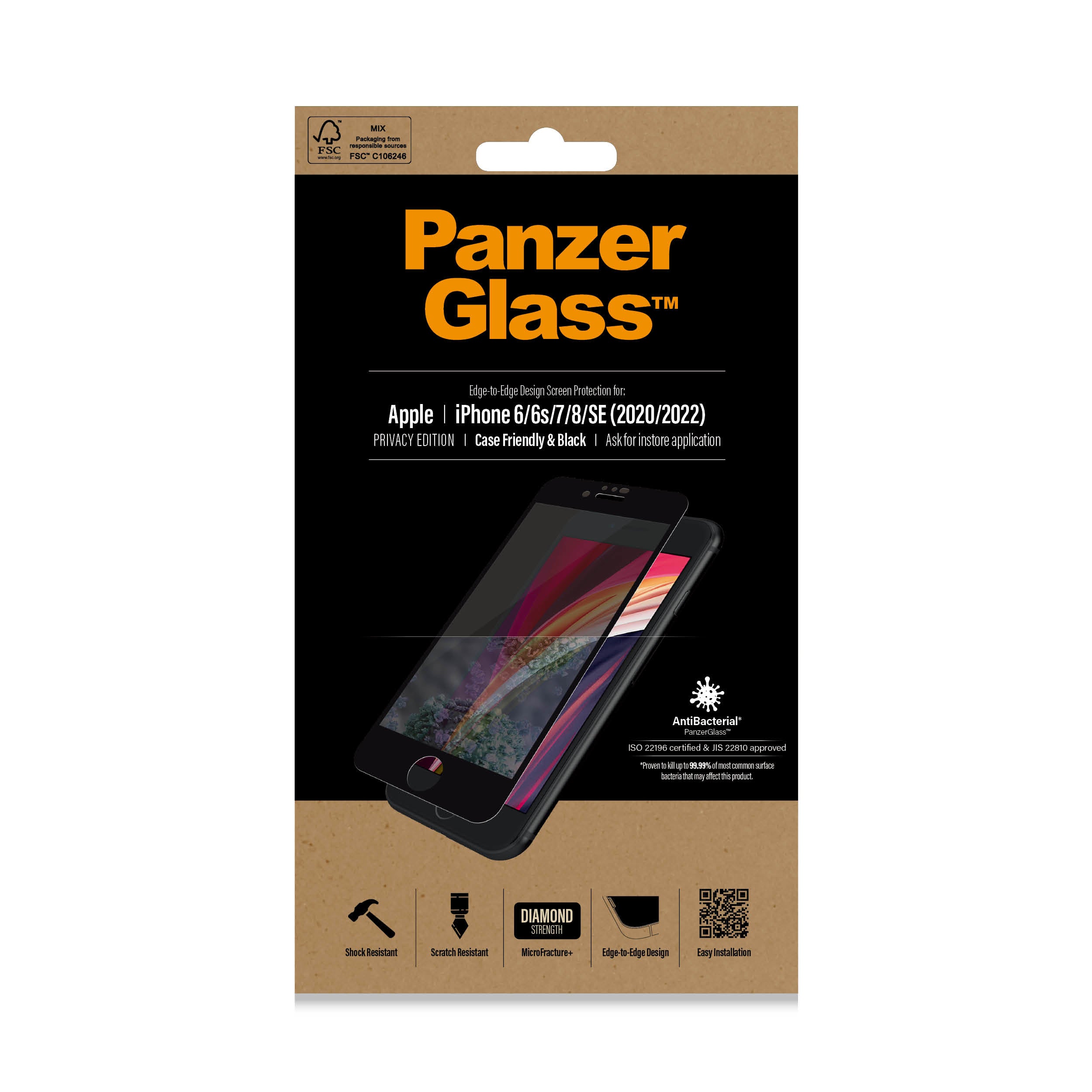 PanzerGlass iPhone SE (2020)/8/7/6 Case Friendly Privacy, Bl - billede 2