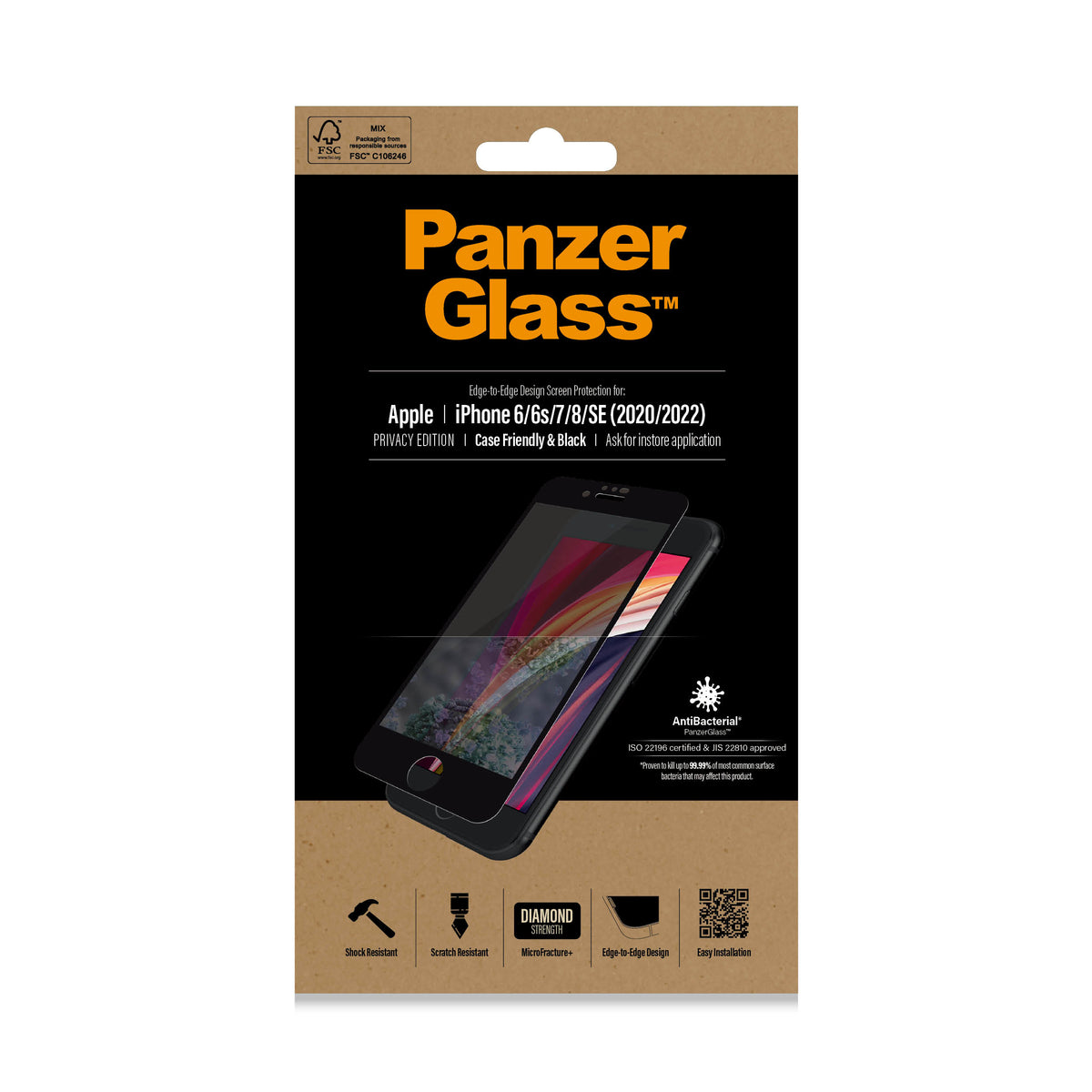 PanzerGlass iPhone SE (2020)/8/7/6 Case Friendly Privacy, Bl - billede 2