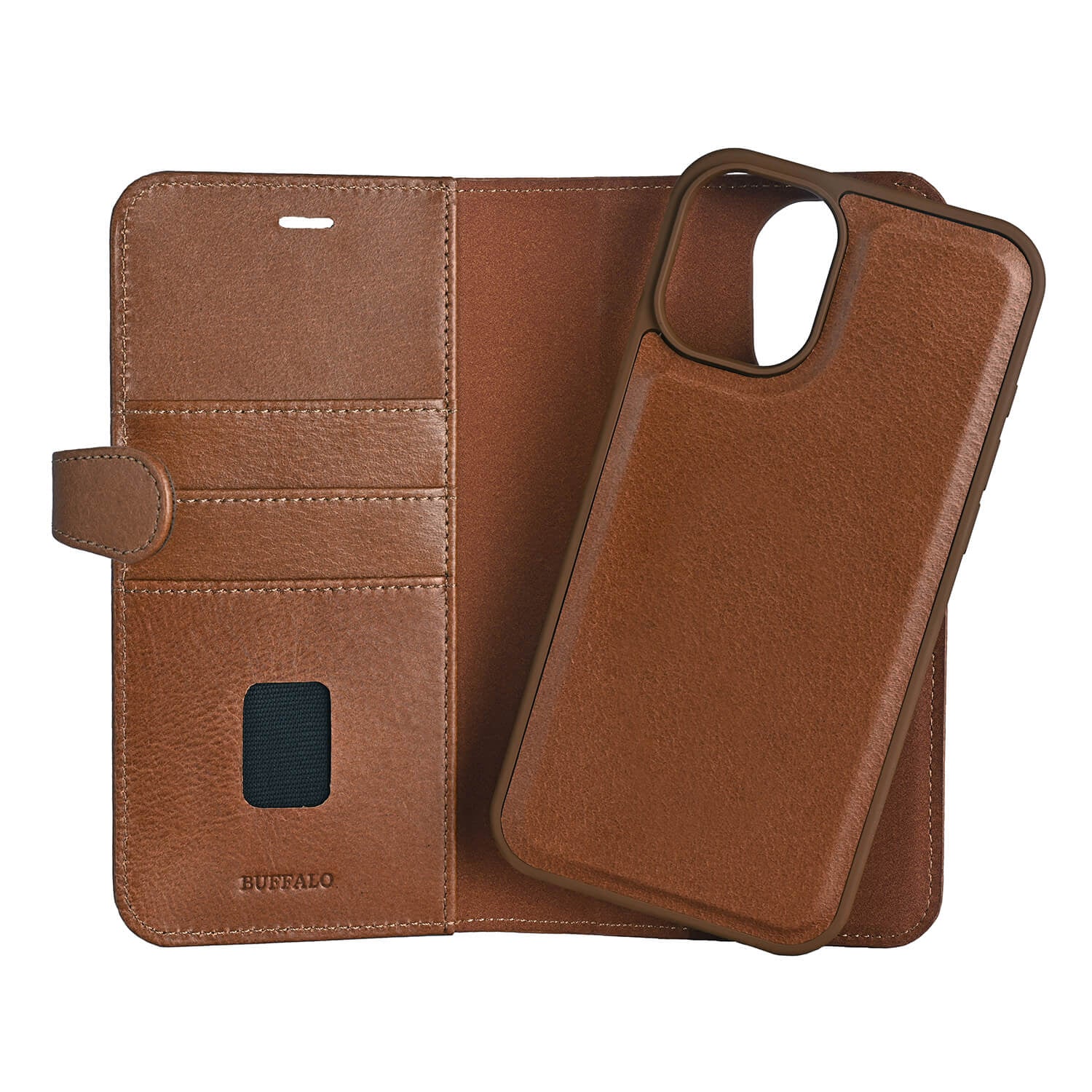 iPhone 16 Plus Læder Wallet Flip Cover 2 i 1 – Brun – Buffalo - billede 4