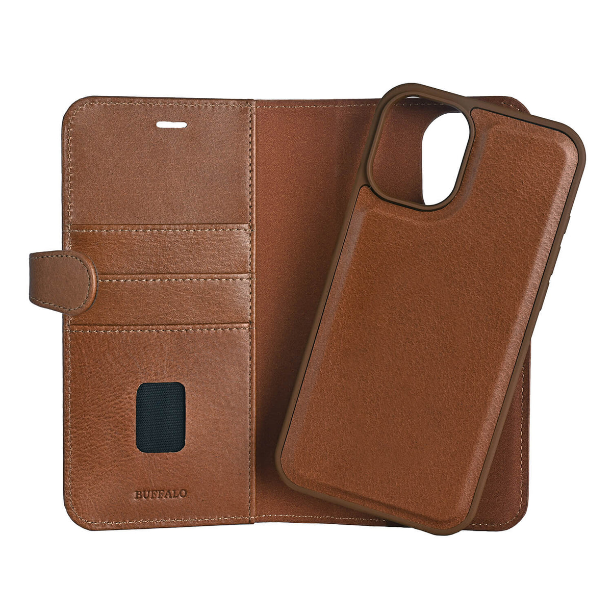 iPhone 16 Plus Læder Wallet Flip Cover 2 i 1 – Brun – Buffalo - billede 4