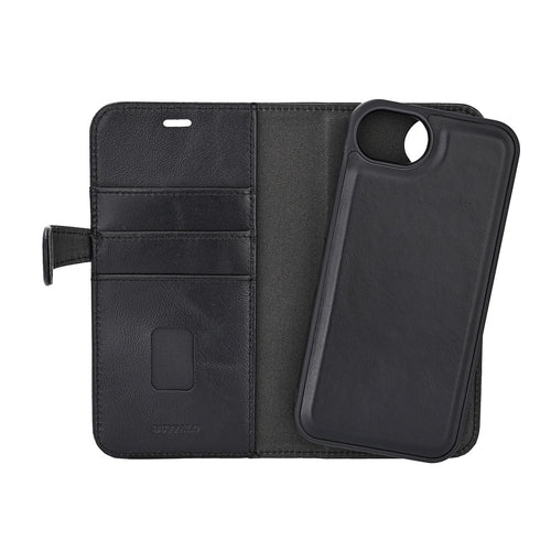 iPhone 16e / 17e Læder Wallet Flip Cover MagSeries med kortholder – Sort – Buffalo