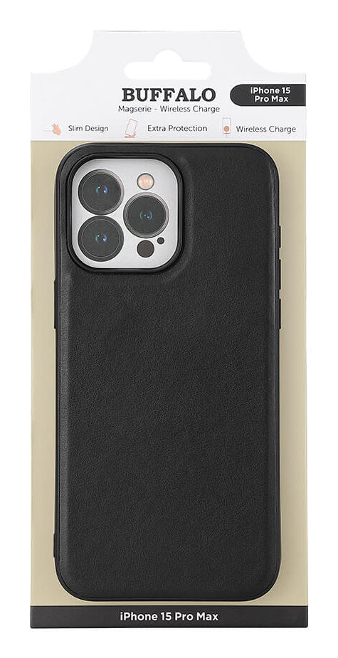 iPhone 15 Pro Max Læder Cover Magserie – Sort – Buffalo - billede 2