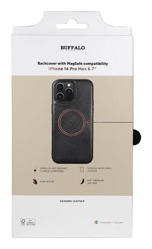 iPhone 14 Pro Max Læder Cover 6 7 – Sort – Buffalo