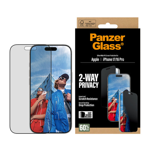 PG 2-Way Privacy Screen Protect iPhone 16 Pro/17 UWFt EasyAligner