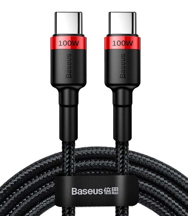 BASEUS USB Cable - Cafule CATKLF-AL91 Type-C - Type-C 2M 100W 5A black-red