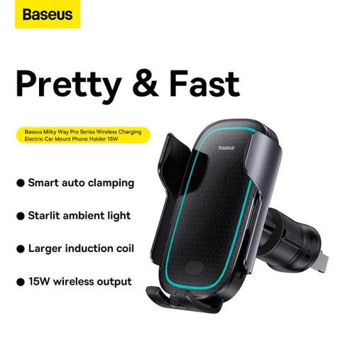 Baseus car holder Milky Way Pro with wireless charging function 15W black