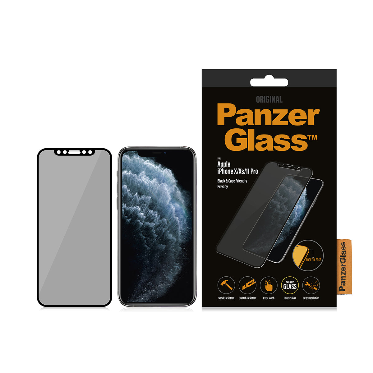 PanzerGlass iPhone X/Xs/11 Pro Privacy, Black (Case Friendly)