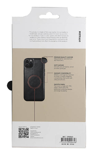 iPhone 14 Plus Læder Cover 6 7 – Sort – Buffalo