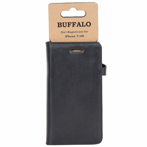 iPhone 6/7/8/SE Læder Wallet Flip Cover Gear – Sort – Buffalo