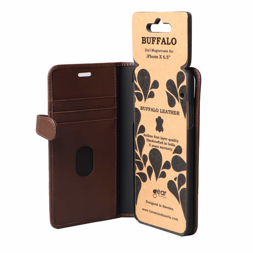 iPhone XS Max Læder Wallet Flip Cover Gear Max – Brun – Buffalo