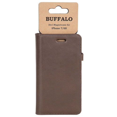 iPhone 6/7/8/SE Læder Wallet Flip Cover Gear – Brun – Buffalo