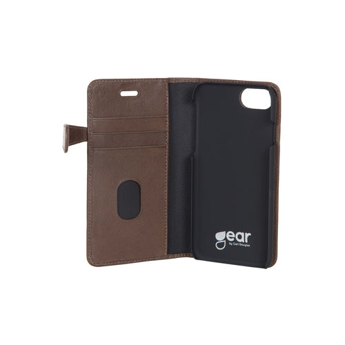 iPhone 6/7/8/SE Læder Wallet Flip Cover Gear – Brun – Buffalo