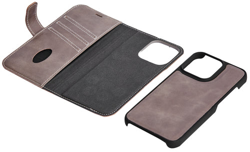iPhone 13 Mini Læder Wallet Flip Cover detachable – Grå