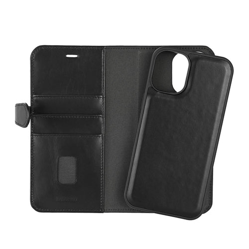 iPhone 16 Plus Læder Wallet Flip Cover 2 i 1 – Sort – Buffalo