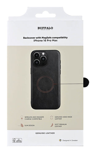iPhone 16 Pro Max Læder Cover – Sort – Buffalo