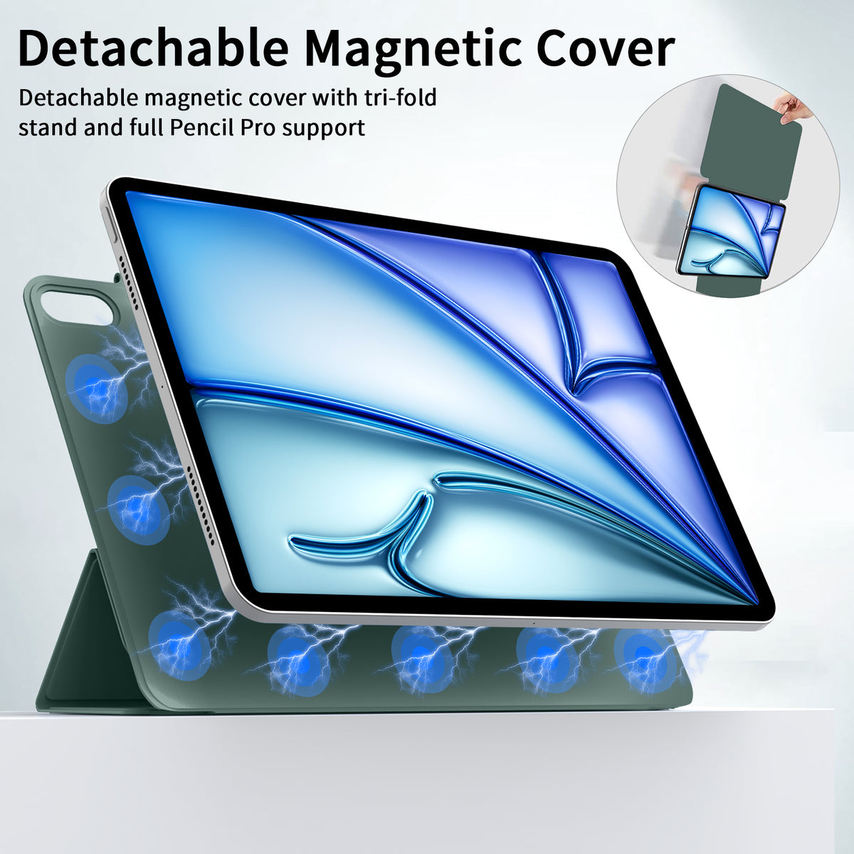 iPad 10,9 / Air4/5/11  Tri-Fold MAGNET Mørk Grøn