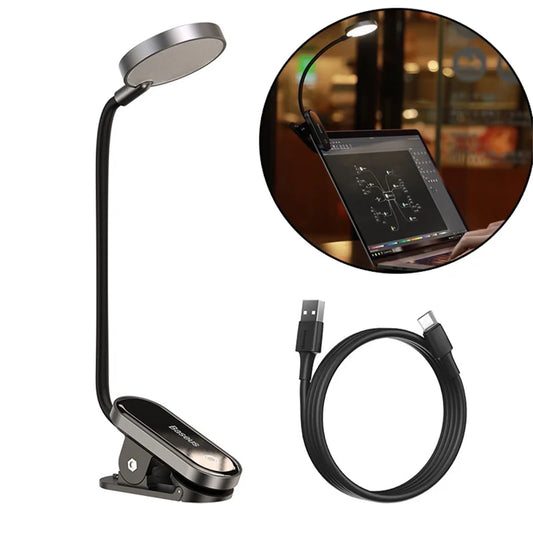 BASEUS Comfort Reading Mini Clip Lamp Eye Protection Light - Dark Grey