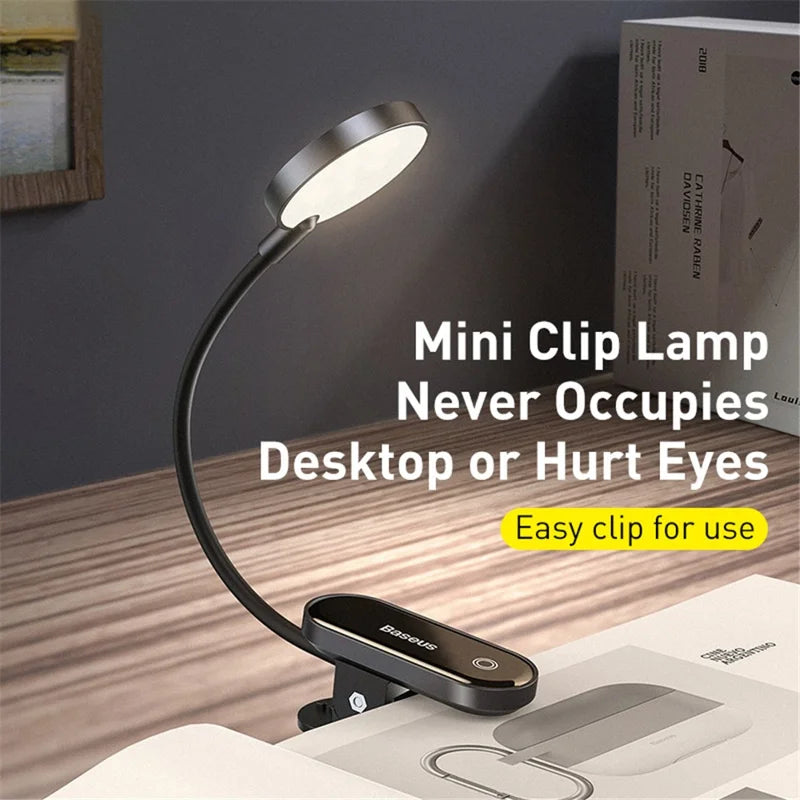 BASEUS Comfort Reading Mini Clip Lamp Eye Protection Light - Dark Grey